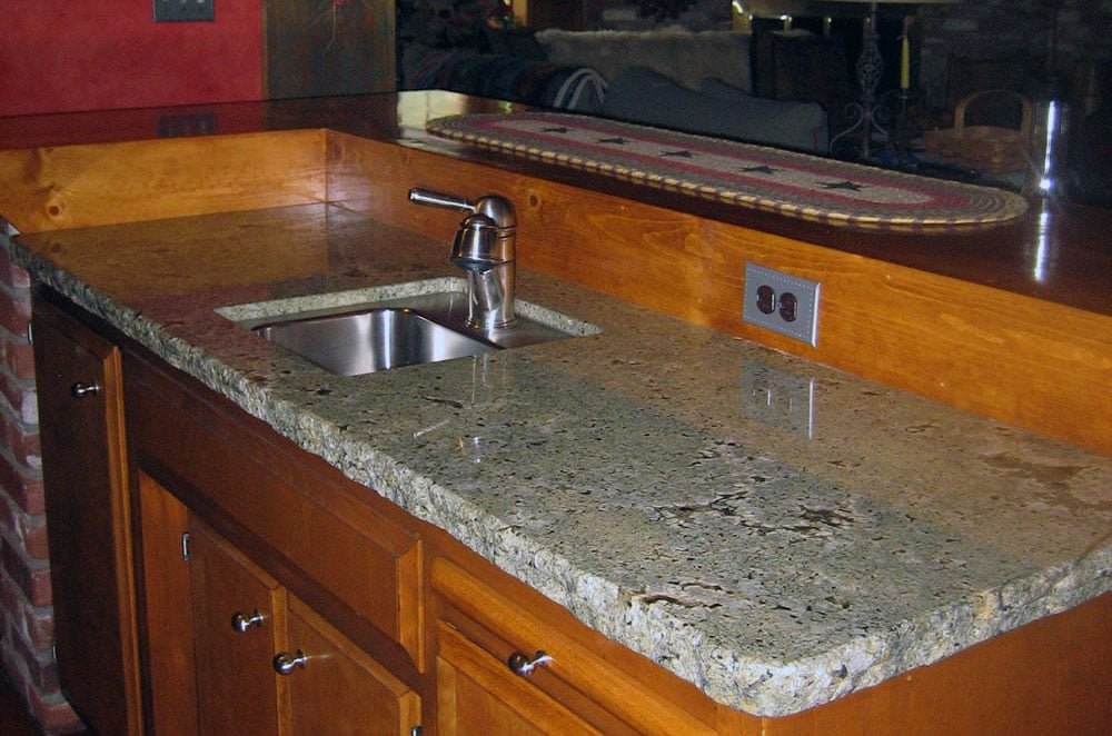 Sea Foam Green Granite Kitchen Prep Sink with Chiseled Edge