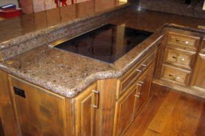 Granite Kitchen Raised Bar with Full Backsplash