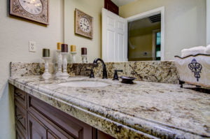 Amarretto Granite Vanity with Undermount Sink & Dupont Offset Edge