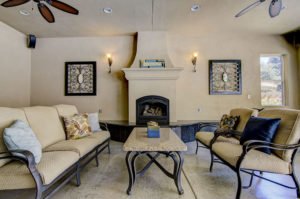 Granite Fireplace and Table Top Outdoor Living Area