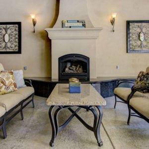Granite Fireplace and Table Top Outdoor Living Area