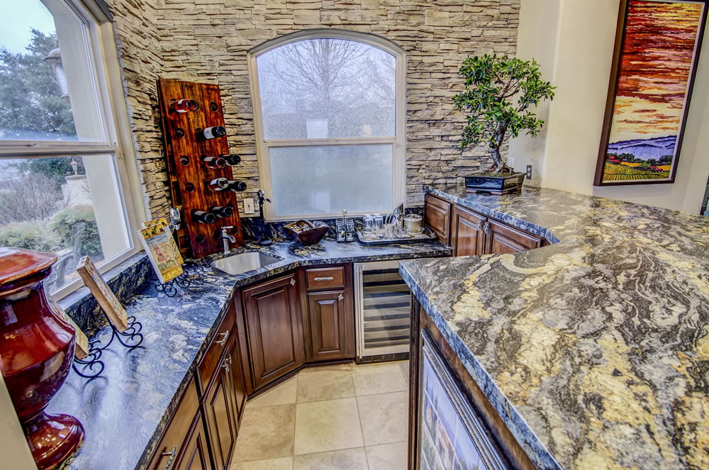 Leathered Spectra Granite Bar with Undermount Sink