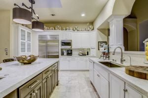 Taj Mahal Quartzite Kitchen with Double Eased Edge