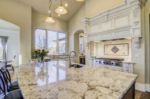 Snowfall Granite Island with Radius & Undermount Prep Sink