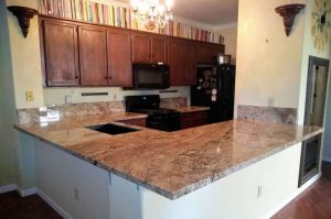 Granite counter tops with tall backsplash