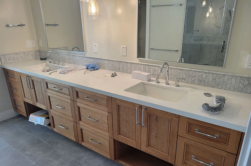 Quartz Vanity Countertop - Tile Backsplash Done by Others