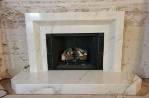Marble Fireplace Hearth and Surround with Mitered Risers